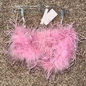 Pink Feathered Women's Top